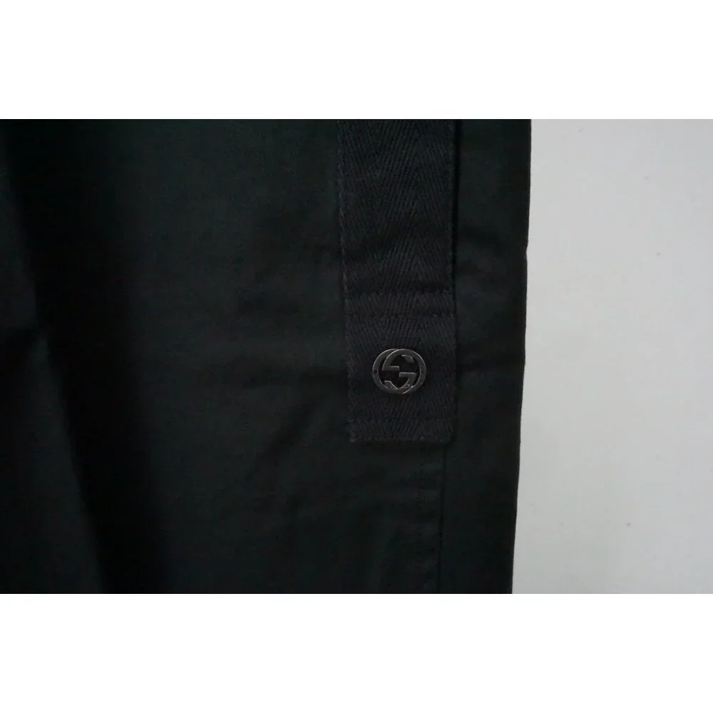 Gucci Solid Black 100% Cotton Chino Pants Trousers 52 EU Brand NEW